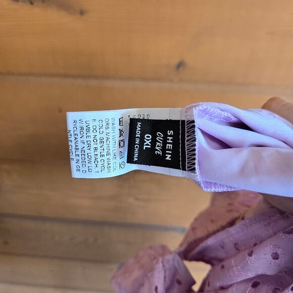 Shein Curve Lilac Eyelet Lace Ruffle Tank Romper Square Neck Boho Pastel OXL - Picture 4 of 4